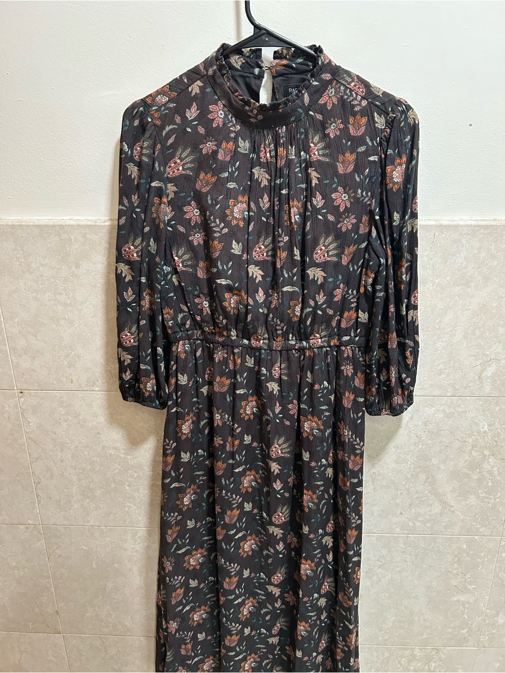 Rachel Zoe Women's Black Floral Maxi Dress with High Neck